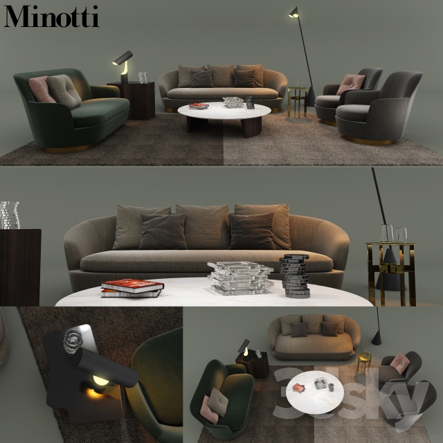 3dSkyHost: 3D Model Minotti 2017 Sofa 93 Free Download