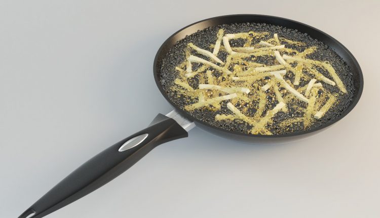 3D Frying Pan With Fried Potato Model 22 Free Download 1