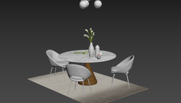 3D Model Set Table and Chair Free Download (2)
