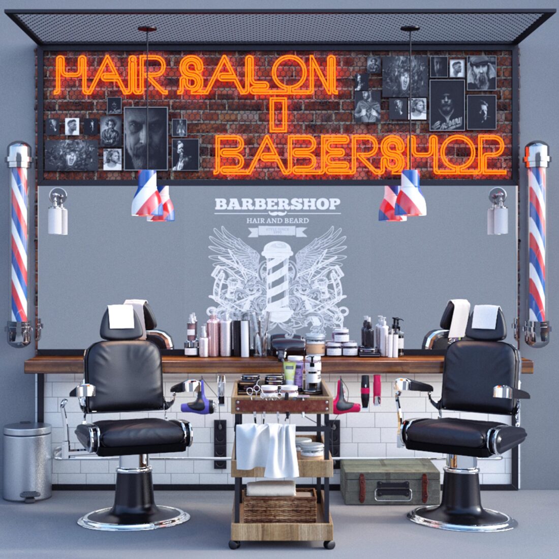 3D Model Hair Salon Free Download 1  - 3D Model Free Download