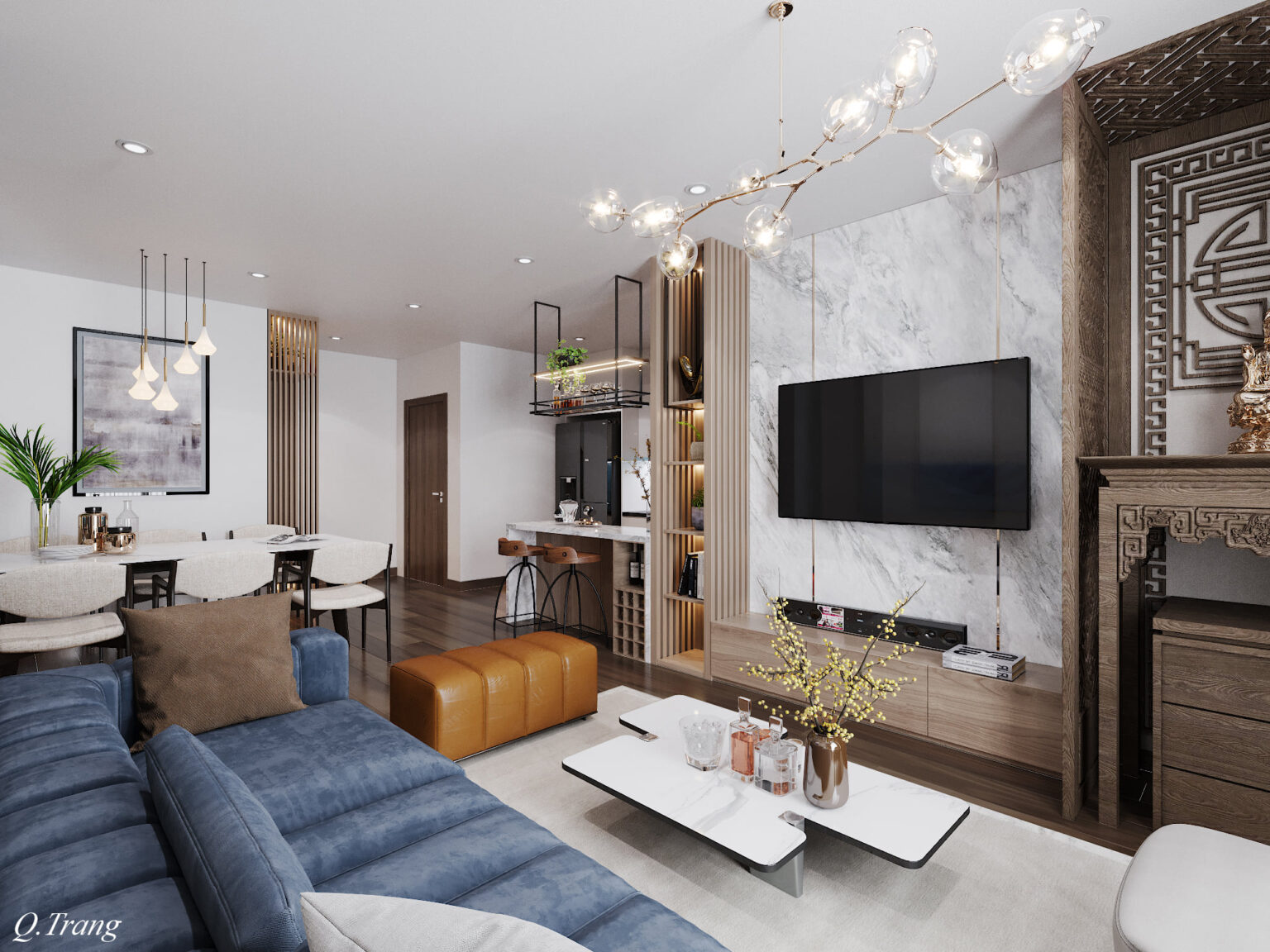 3D Interior Kitchen – Livingroom 204 Scene 3dsmax By Vu Quynh Trang