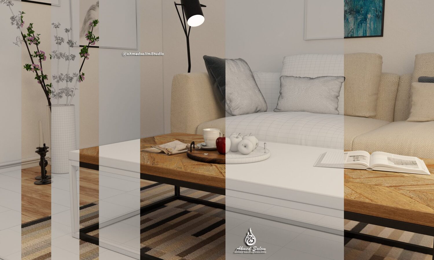 11088. Free 3D Interior Living Room Model Download By Ahmed Salim