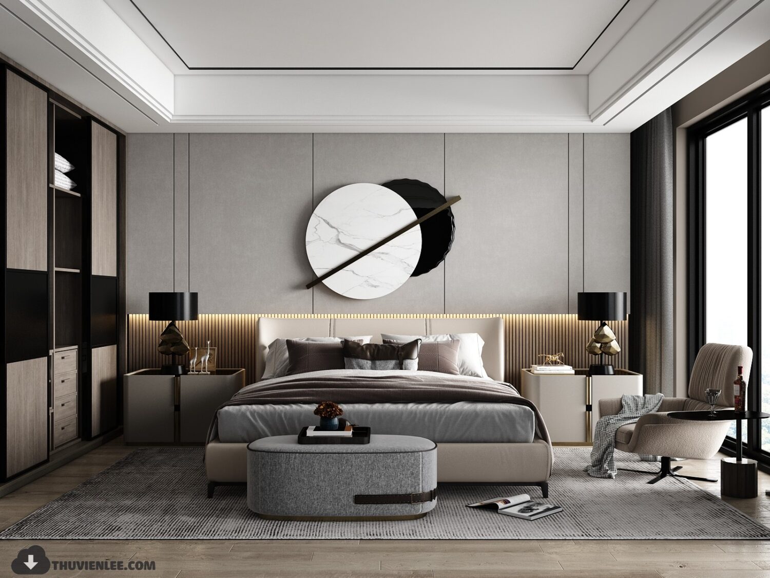 12376. 3D Bedroom Interior Model Download By Huy Hieu Lee