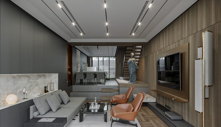 12460. 3D Living Room – Kitchen Interior Model Download By Nguyen Thien Khai