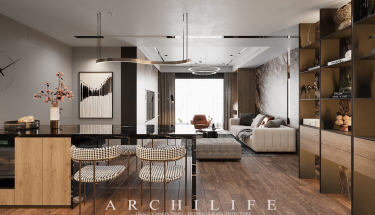 12511. 3D Living Room – Kitchen Interior Model Download By Cao Van Luan
