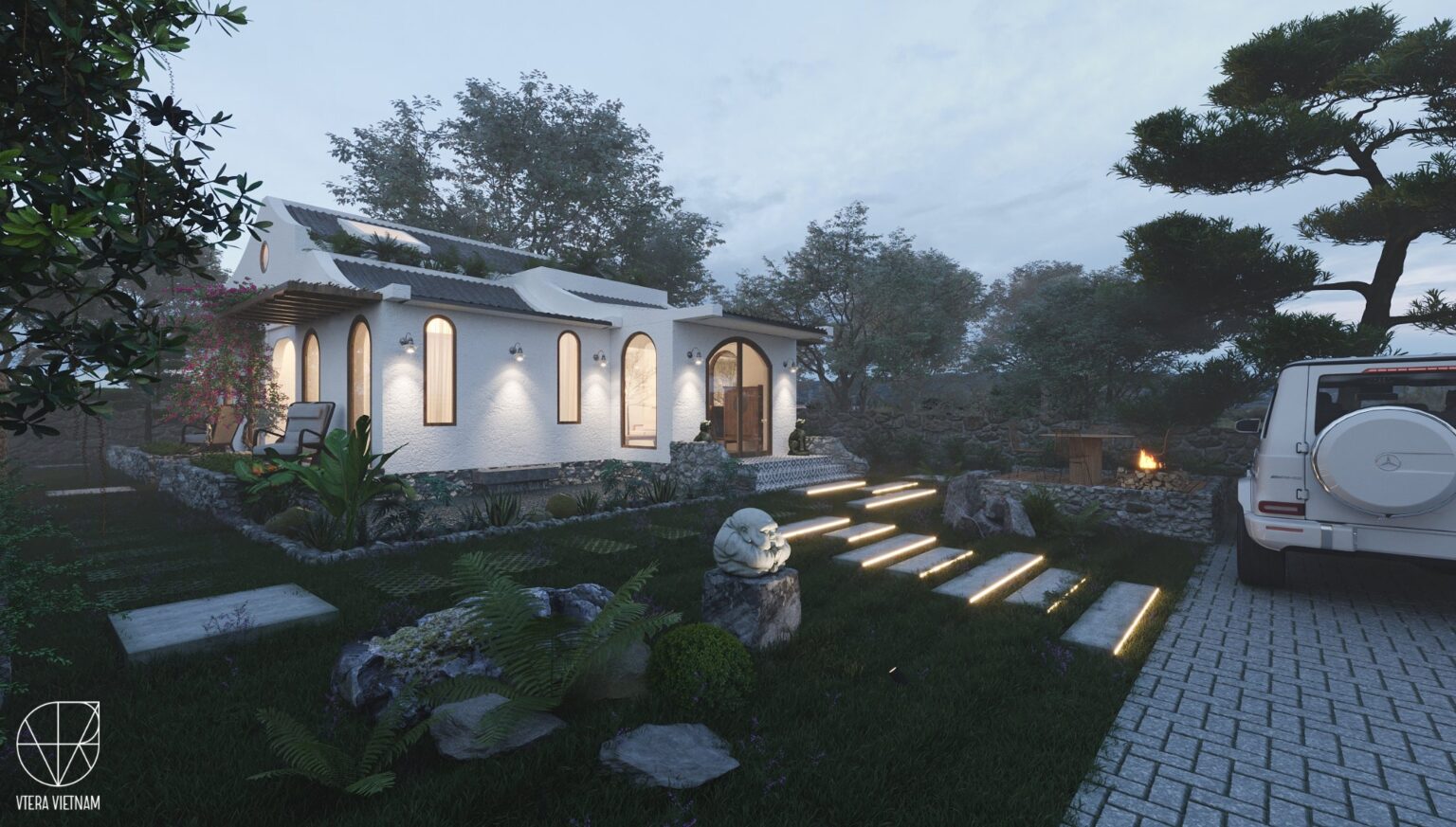 新中式别墅外观设计3D模型MAX格式素材包 Villa Exterior by Tran Trung Hieu – 3D Scene插图