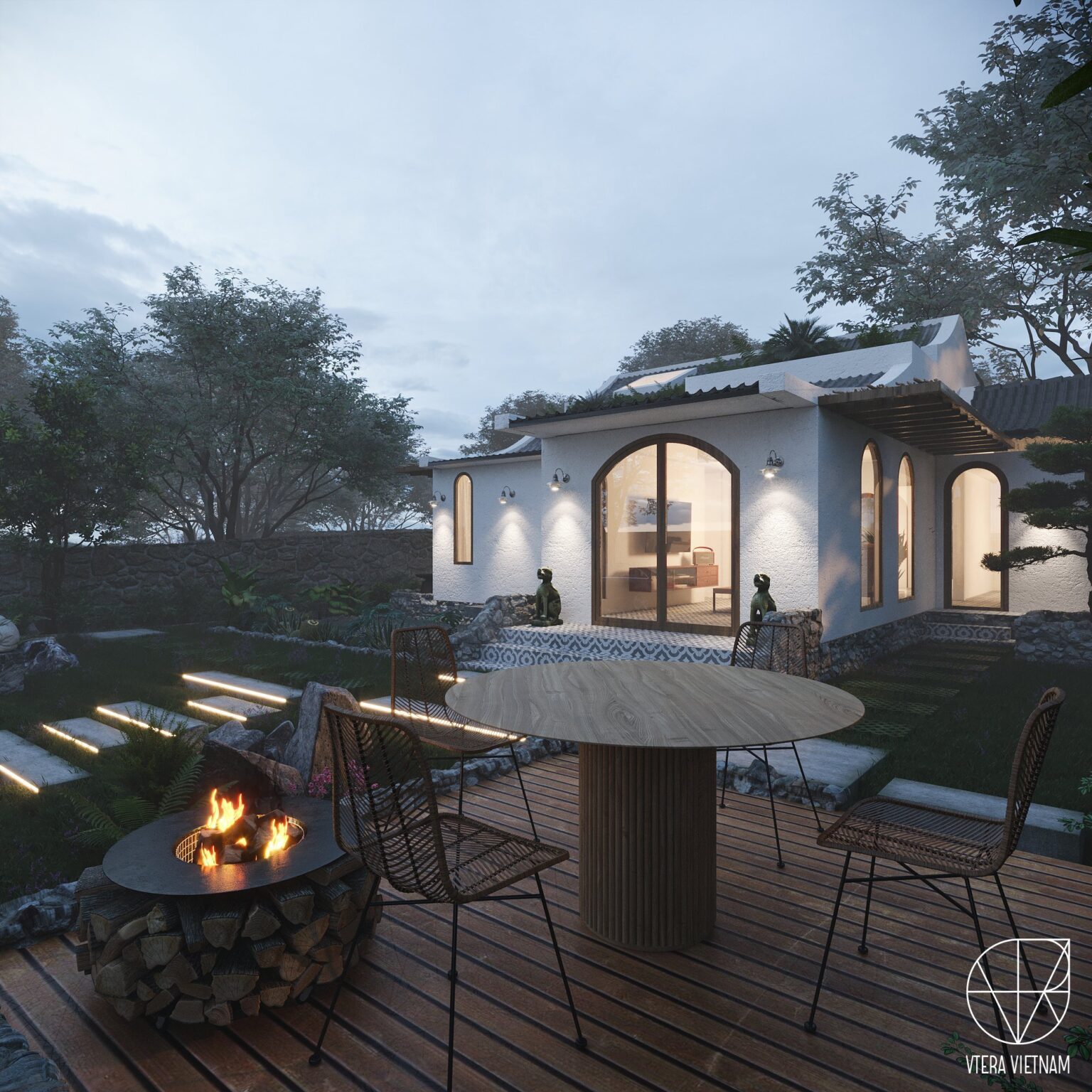 新中式别墅外观设计3D模型MAX格式素材包 Villa Exterior by Tran Trung Hieu – 3D Scene插图1