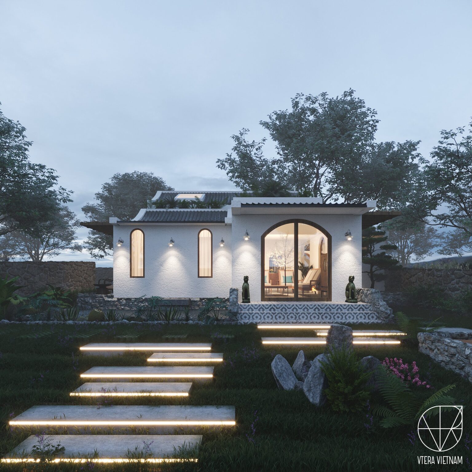 新中式别墅外观设计3D模型MAX格式素材包 Villa Exterior by Tran Trung Hieu – 3D Scene插图2