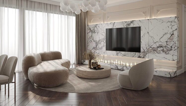 12596. Free 3D Living Room- Kitchen Interior Model Download by Hien Hien