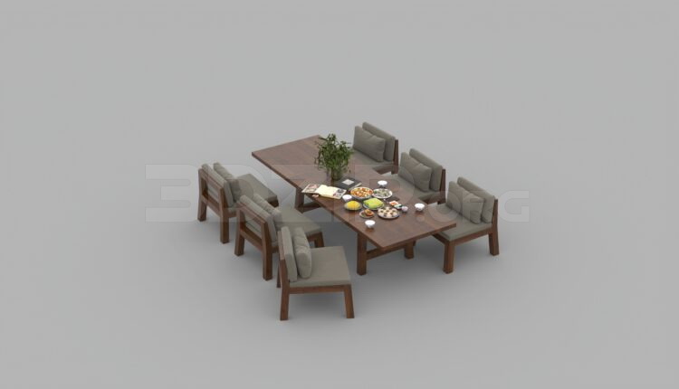 1412. Download Free Dining Table And Chair Model By Ho Chi Hung