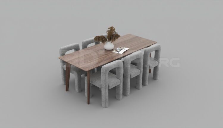 3797. Free 3D Dining Table And Chair Model Download