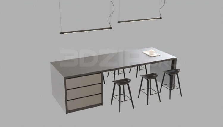 4100. Free 3D Dining Table And Chair Model Download