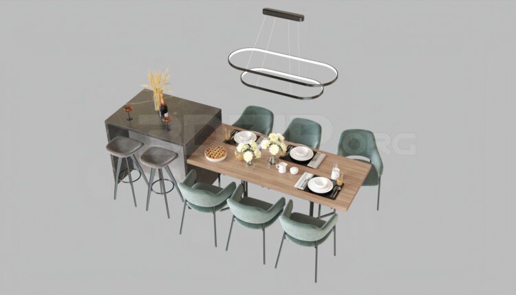 4167. Free 3D Dining Table And Chair Model Download