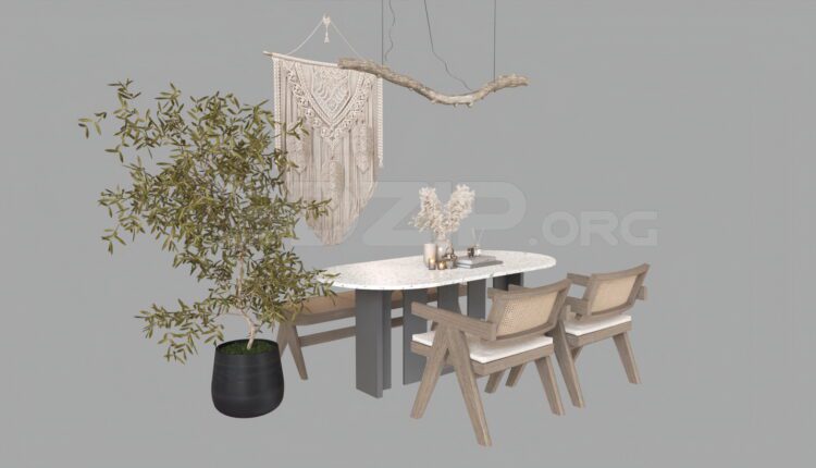 4295. Free 3D Dining Table And Chair Model Download