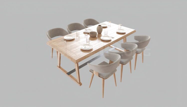4300. Free 3D Dining Table And Chair Model Download