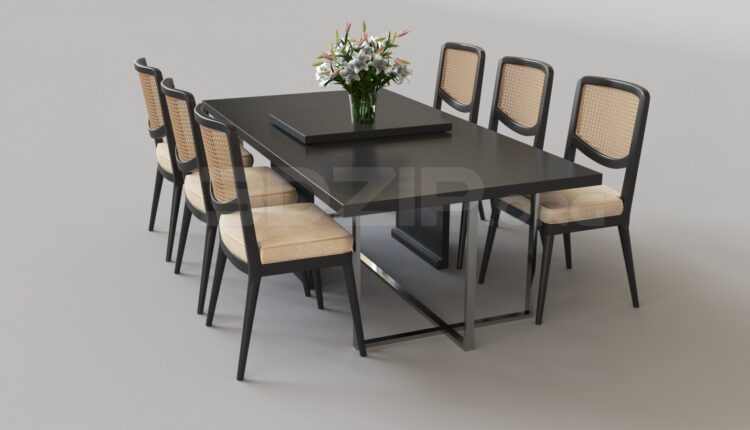 4384. Free 3D Dining Table And Chair Model Download