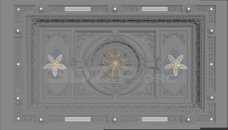 11231. Free 3D Neoclassical Plaster Ceiling Model Download