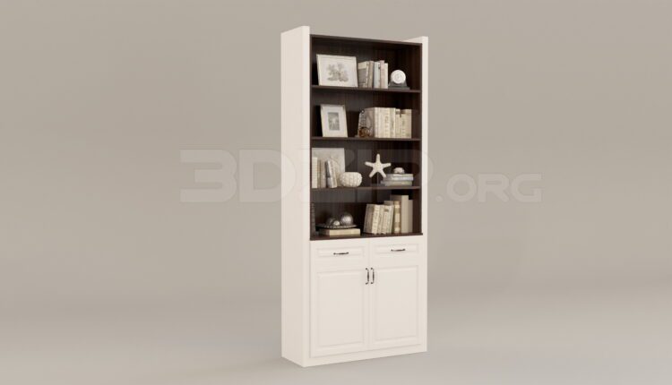 4604. Free 3D Bookcase Model Download - 3Dzip.Org - 3D Model Free Download