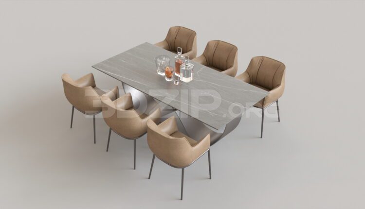 4707. Free 3D Dining Table And Chair Model Download