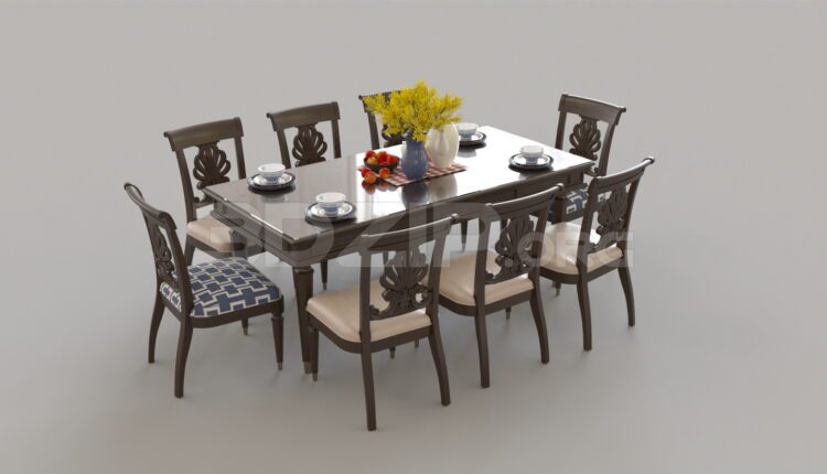 4720. Free 3D Dining Table And Chair Model Download