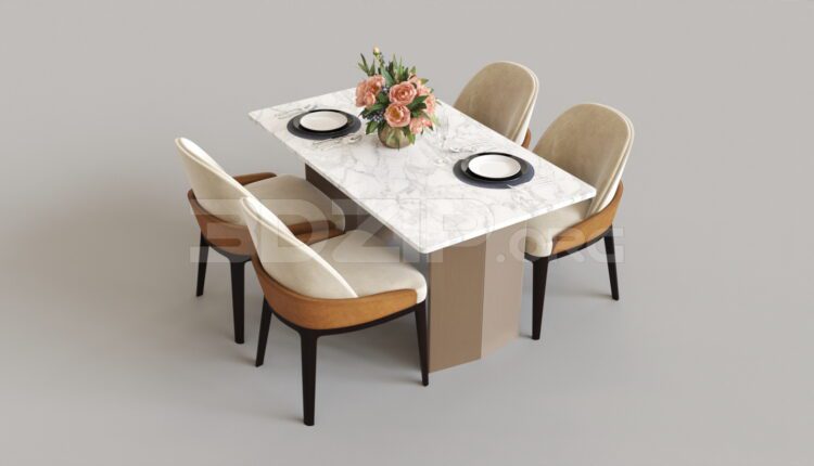 4726. Free 3D Dining Table And Chair Model Download