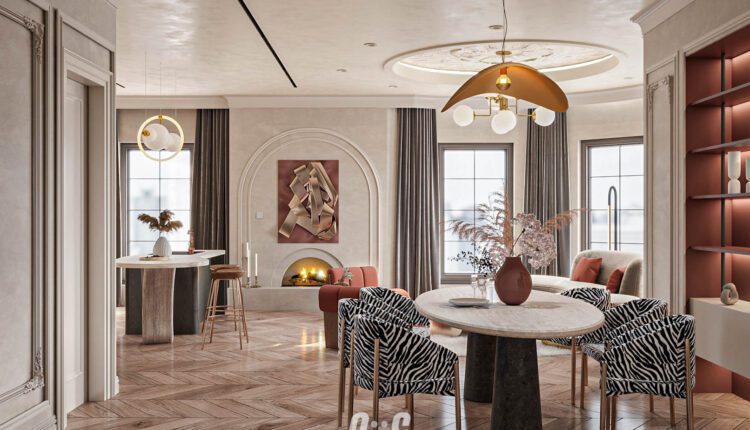 13235 3D Living Room – Kitchen Interior Model Download by Thu Van