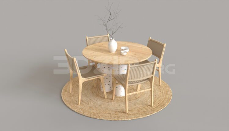 4818. Free 3D Dining Table And Chair Model Download