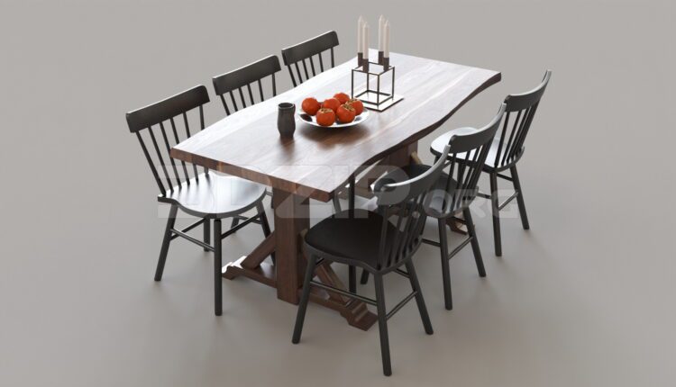 4858. Free 3D Dining Table And Chair Model Download