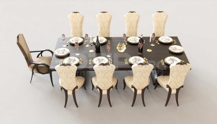 4893. Free 3D Dining Table And Chair Model Download