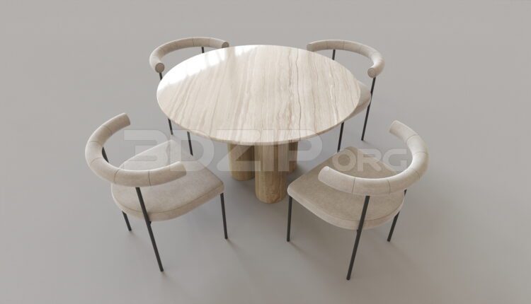 4937. Free 3D Dining Table And Chair Model Download