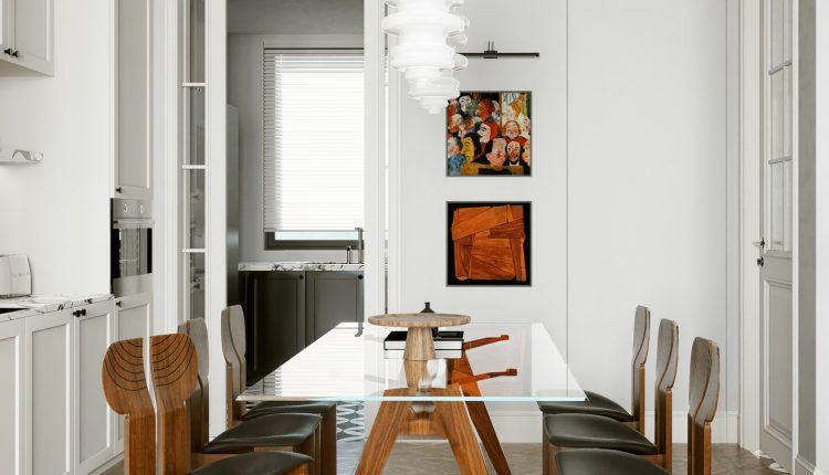 13302. 3D Living Room – Kitchen Interior Model Download by Ngo Dien Vu