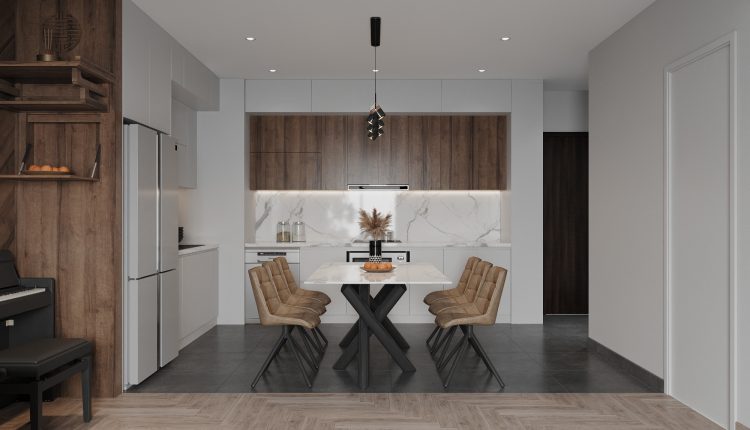 13318. 3D Living Room – Kitchen Interior Model Download by Minh Tu Indesign