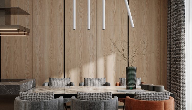 13330. 3D Living Room – Kitchen Interior Model Download by Nguyen Tuan Vu