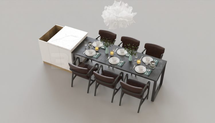 5472. Free 3D Dining Table And Chair Model Download
