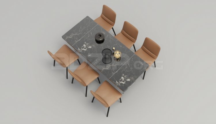 5487. Free 3D Dining Table And Chair Model Download