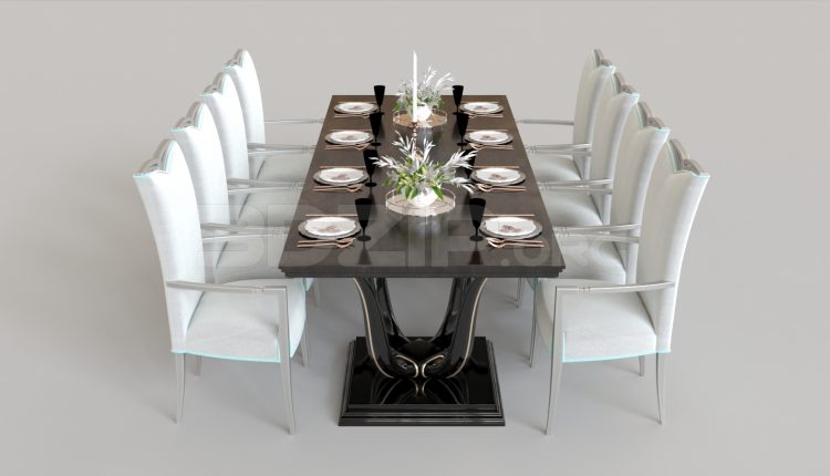 5530. Free 3D Dining Table And Chair Model Download (1)
