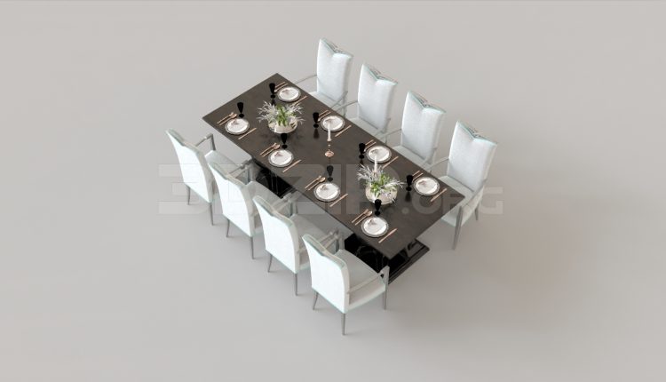 5530. Free 3D Dining Table And Chair Model Download (2)