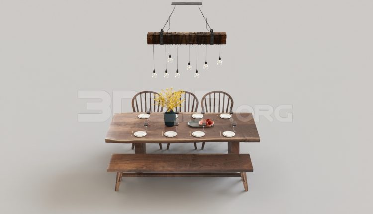 6615. Free 3Ds Max Dining Table And Chair Model Download