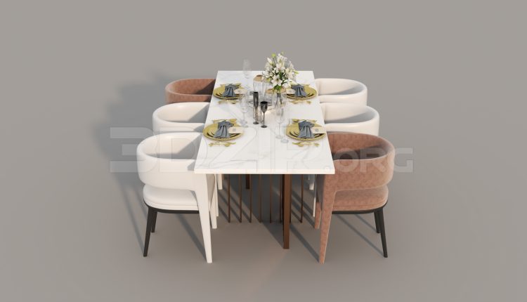 6731. Free 3Ds Max Dining Table And Chair Model Download