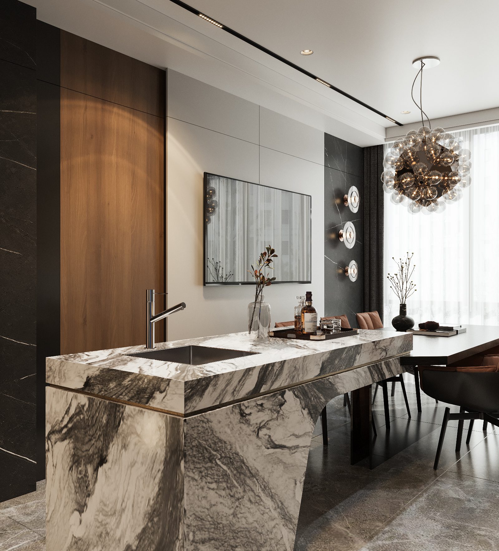 13740. 3ds Max Living Room - Kitchen Interior Model Download By Quoc Tung (6)