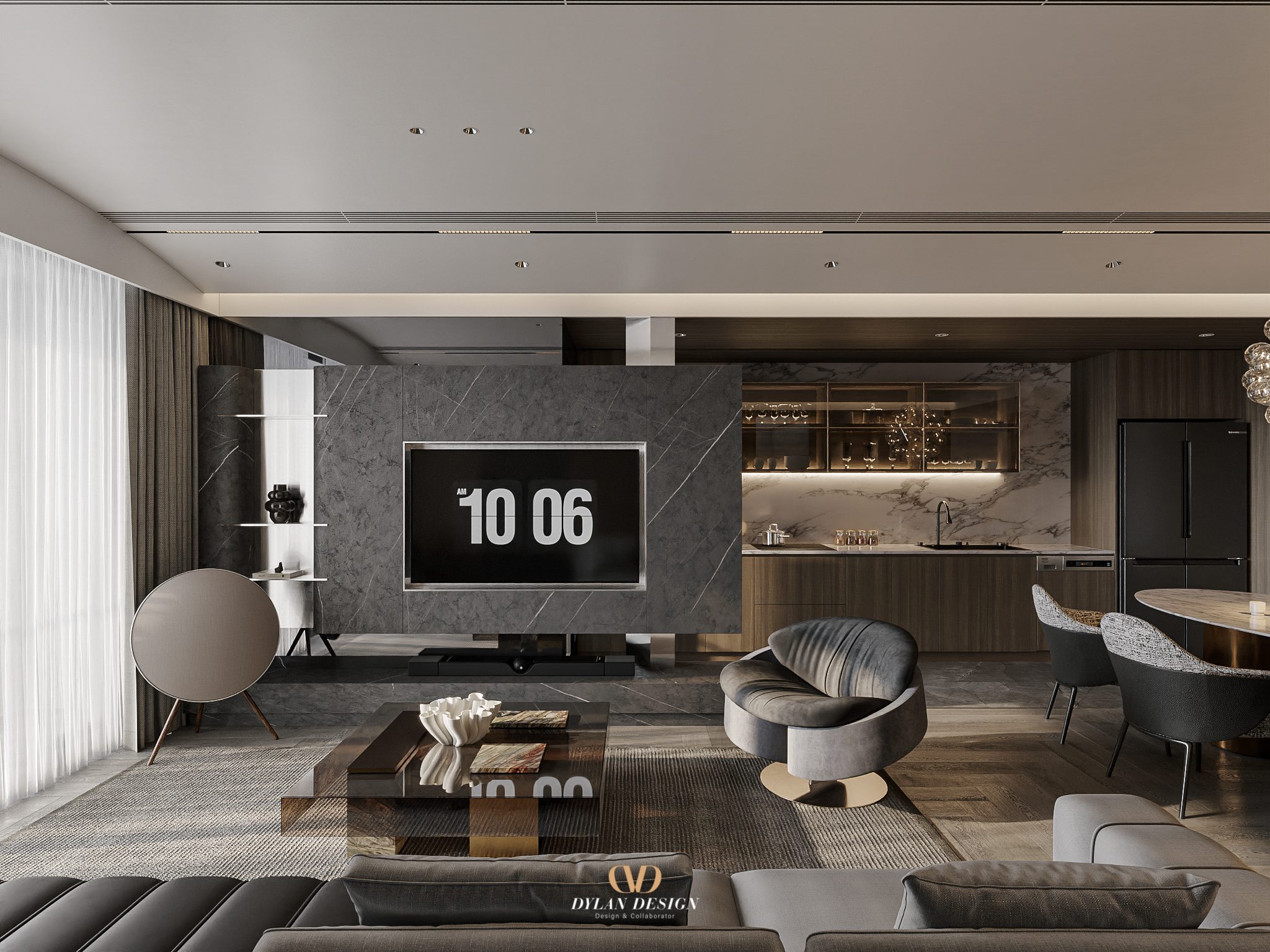13812. 3ds Max Living Room - Kitchen Interior Model Download By Bui Vien (1)
